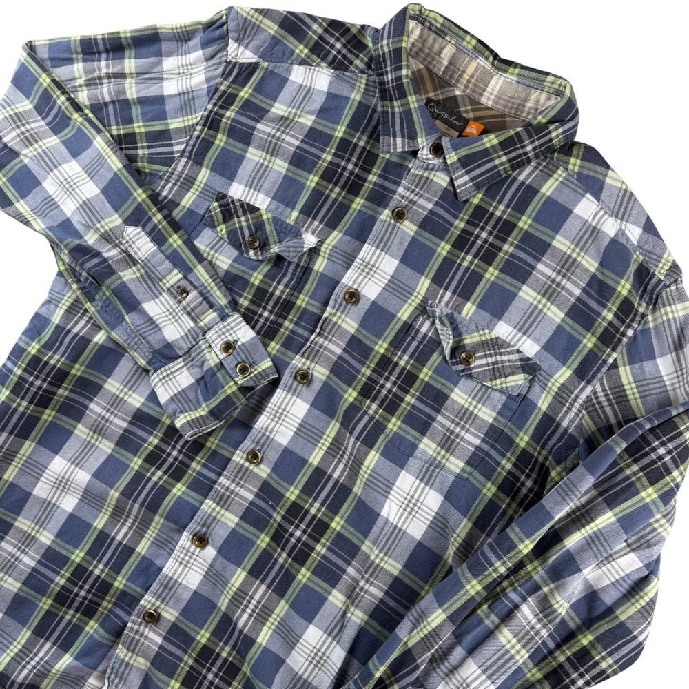Quiksilver Men's Large‎ Plaid Long Sleeve Flannel Shirt Casual Button Up Outdoor